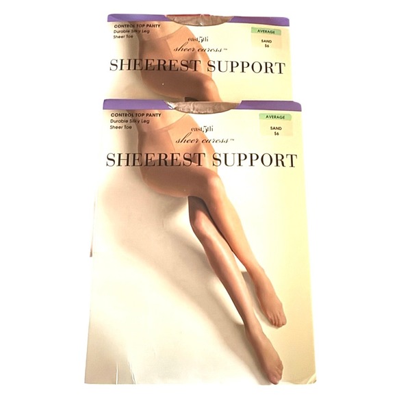 East 5th Accessories - NWT East5th Sheerest Support Control Top Pantyhose Sand Average Size Two pairs